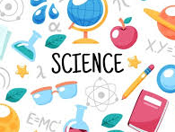 The word science with school supplies