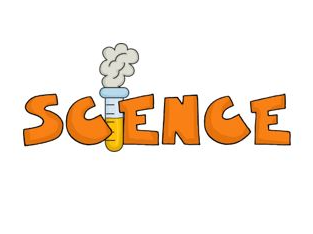The word science with a beaker